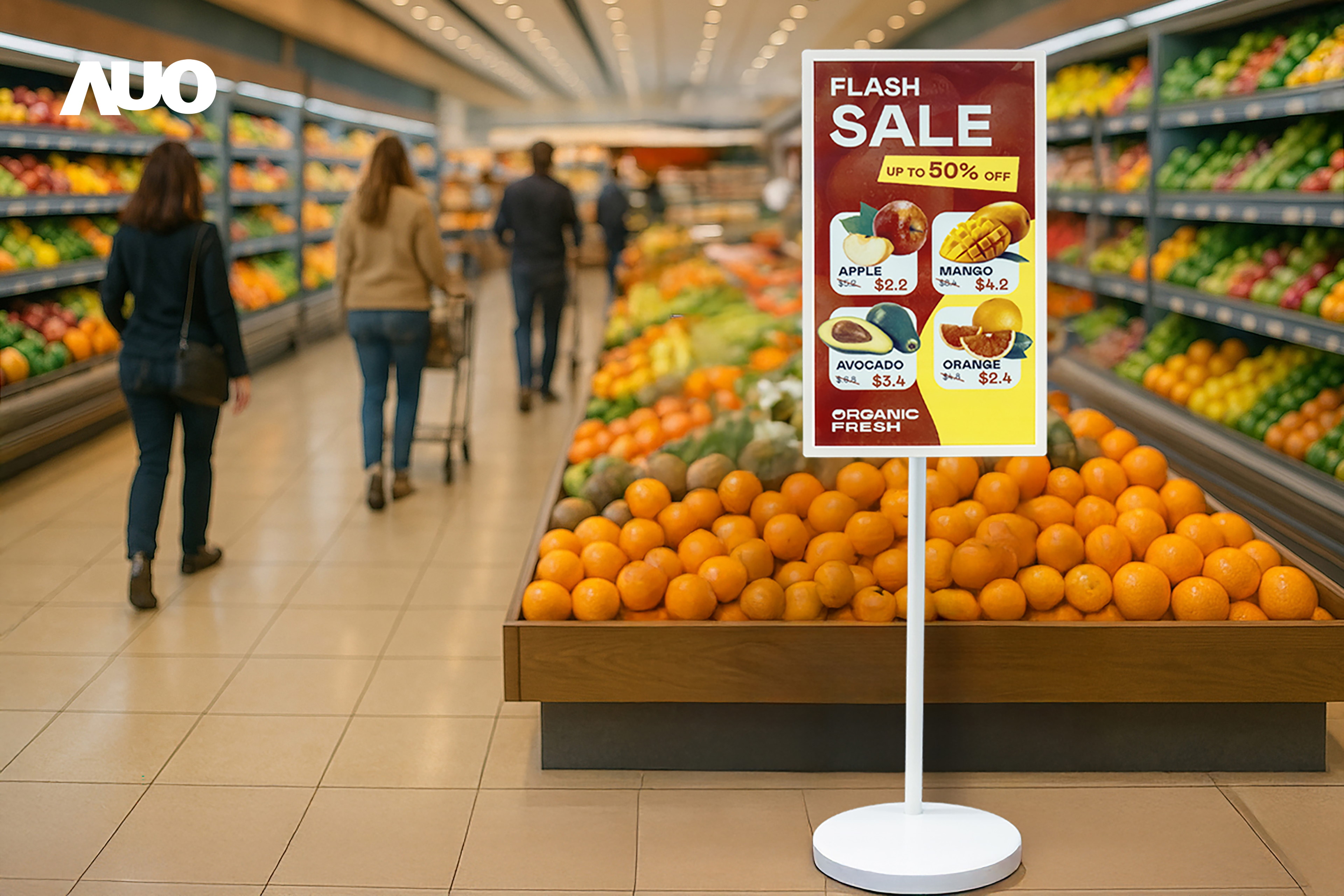 達擎首亮相低功耗、全彩的「aecoPost電子紙解決方案」，僅在更新畫面時需要微量的電力驅動，無需佈建電線的便捷設計，使其可靈活應用、隨意置放，並可透過雲端或行動裝置app，輕鬆管理及排程廣告內容，晉升店頭行銷利器。